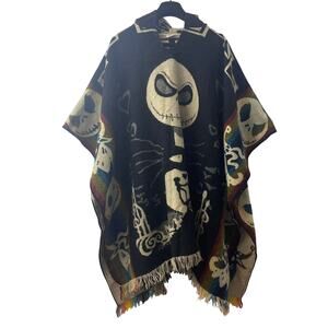 The Nightmare Before Christmas Wool Blend  Hooded  Poncho Unisex Made In Ecuador